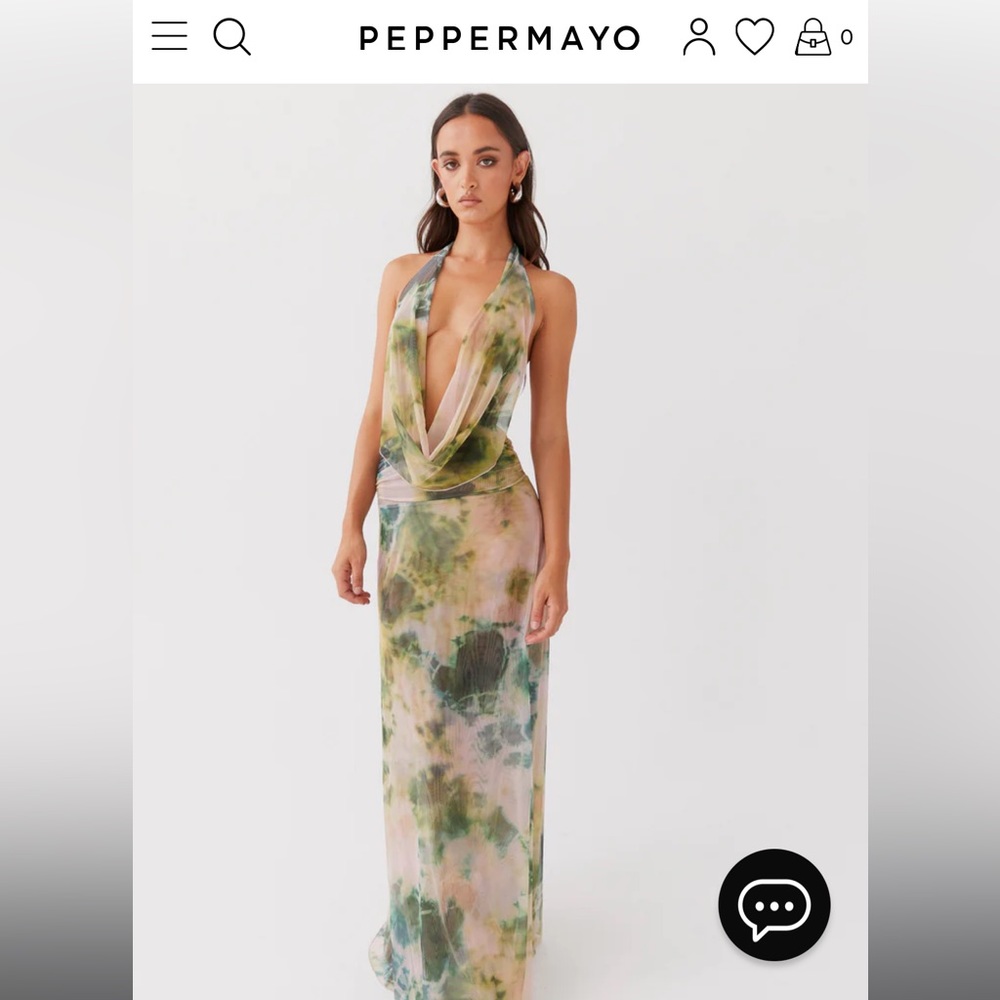 PepperMayo NEW Elysia Mesh Maxi Dress - Rainforest, size small never worn